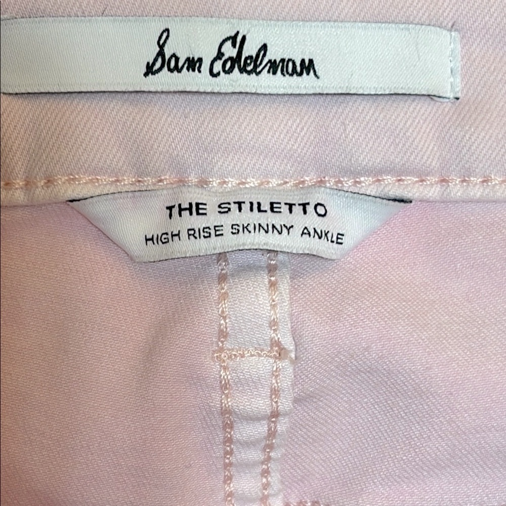 Sam Edelman Pink High-Rise Skinny Ankle Raw Hem Stiletto Jeans Size 4 - Picture 5 of 10